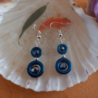 Hematite Doughnut Earrings - Blue Silver