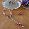 Infinity Bow Necklace & Earrings Set - Watermelon Rose