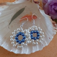 Ivory and Blue Pearl Earrings