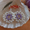 Ivory and Lilac Pearl Earrings