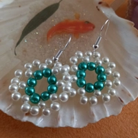 Ivory and Teal Pearl Earrings