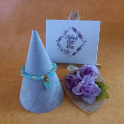 Jade Glitter Butterfly Charm Bracelet - Aqua