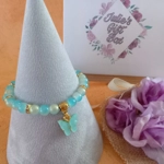 Jade Glitter Butterfly Charm Bracelet - Aqua