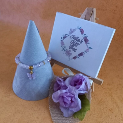 Jade Glitter Butterfly Charm Bracelet - Lilac