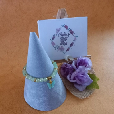 Jade Glitter Butterfly Charm Bracelet - Lime