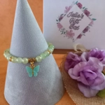 Jade Glitter Butterfly Charm Bracelet - Lime