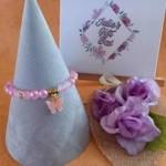 Jade Glitter Butterfly Charm Bracelet - Pink