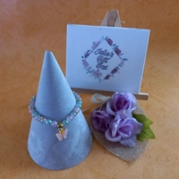 Jade Glitter Butterfly Charm Bracelet - Pink Green