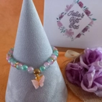 Jade Glitter Butterfly Charm Bracelet - Pink Green