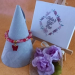 Jade Glitter Butterfly Charm Bracelet - Red