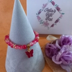 Jade Glitter Butterfly Charm Bracelet - Red