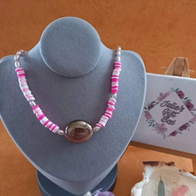 Joy Fimo Heishi Necklace - Pink Mix Joy Fimo Heishi Necklace - Pink Mix
