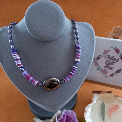 Joy Fimo Heishi Necklace - Purple Mix Joy Fimo Heishi Necklace - Purple Mix