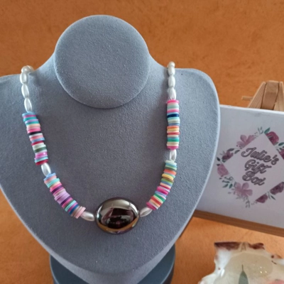 Joy Fimo Heishi Necklace - Rainbow