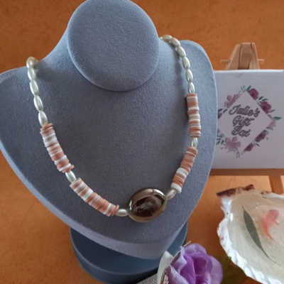 Joy Fimo Heishi Necklace - Sand Beige Joy Fimo Heishi Necklace - Sand Beige