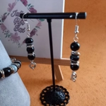 Laura Agate Necklace, Bracelet and Earrings Set - Black Laura Agate Necklace, Bracelet and Earrings Set - Black
