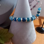 Laura Agate Necklace, Bracelet and Earrings Set - Dark Blue Laura Agate Necklace, Bracelet and Earrings Set - Dark Blue