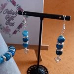 Laura Agate Necklace, Bracelet and Earrings Set - Dark Blue Laura Agate Necklace, Bracelet and Earrings Set - Dark Blue