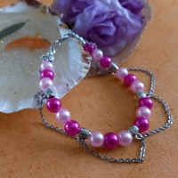 Light and Dark Pink Bracelet with Chains