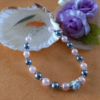 Light Coral and Silver Bracelet