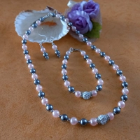 Necklace, Bracelet and Earrings Set-Light Coral and Silver