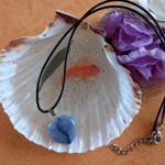 Light and Dark Blue Marble Effect Heart Pendant Light and Dark Blue Marble Effect Heart Pendant