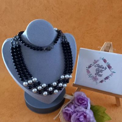 Marushka Pearl Necklace - Black & Pearl Marushka Pearl Necklace - Black & Pearl