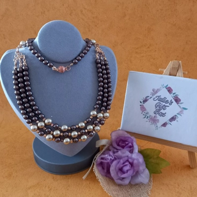 Marushka Pearl Necklace - Brown & Gold Marushka Pearl Necklace - Brown & Gold
