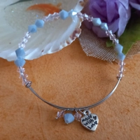 Memory Wire Bangle - Blue and Crystal