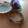 Memory Wire Natural Chip Bangle - Amethyst