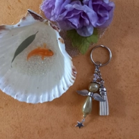 Miracle Bead Angel Keyring  - Beige