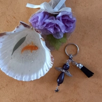 Miracle Bead Angel Keyring  - Black