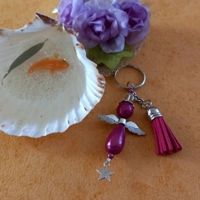 Miracle Bead Angel Keyring  - Dark Pink