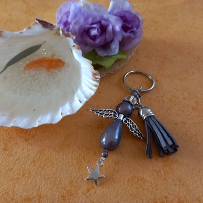 Miracle Bead Angel Keyring - Grey Miracle Bead Angel Keyring - Grey