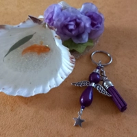 Miracle Bead Angel Keyring  - Plum