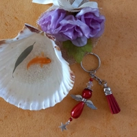 Miracle Bead Angel Keyring  - Red