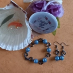 Miracle Mobius Bracelet and Earrings Set - Black and Blue Miracle Mobius Bracelet and Earrings Set - Black and Blue