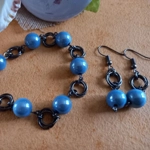 Miracle Mobius Bracelet and Earrings Set - Black and Blue Miracle Mobius Bracelet and Earrings Set - Black and Blue