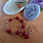 Miracle Mobius Bracelet and Earrings Set - Red and Rose Miracle Mobius Bracelet and Earrings Set - Red and Rose