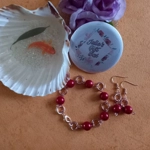 Miracle Mobius Bracelet and Earrings Set - Red and Rose Miracle Mobius Bracelet and Earrings Set - Red and Rose