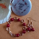 Miracle Mobius Bracelet and Earrings Set - Red and Rose Miracle Mobius Bracelet and Earrings Set - Red and Rose