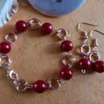 Miracle Mobius Bracelet and Earrings Set - Red and Rose Miracle Mobius Bracelet and Earrings Set - Red and Rose
