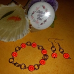 Miracle Mobius Bracelet and Earrings Set - Red and Rose Miracle Mobius Bracelet and Earrings Set - Red and Rose
