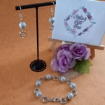Mobius Miracle Stardust Bracelet and Earrings Set - Rhodium and White Mobius Miracle Stardust Bracelet and Earrings Set - Rhodium and White