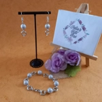 Mobius Miracle Stardust Bracelet and Earrings Set - Rhodium and White Mobius Miracle Stardust Bracelet and Earrings Set - Rhodium and White