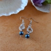 Mobius Earrings with Pearls - Dark Cyan