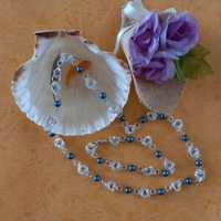 Mobius Necklace and Bracelet Set with Pearls - Dark Cyan