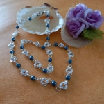 Mobius Necklace and Bracelet Set with Pearls - Dark Cyan Mobius Necklace and Bracelet Set with Pearls - Dark Cyan