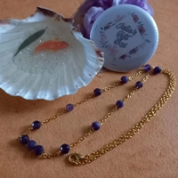 Orbital Gemstone Chain Necklace - Genuine Amethyst