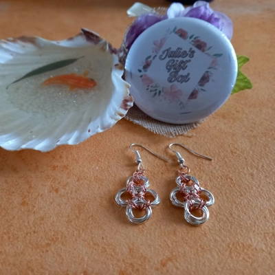 Pascal Chain Maille Earrings - Silver & Rose Gold Pascal Chain Maille Earrings - Silver & Rose Gold